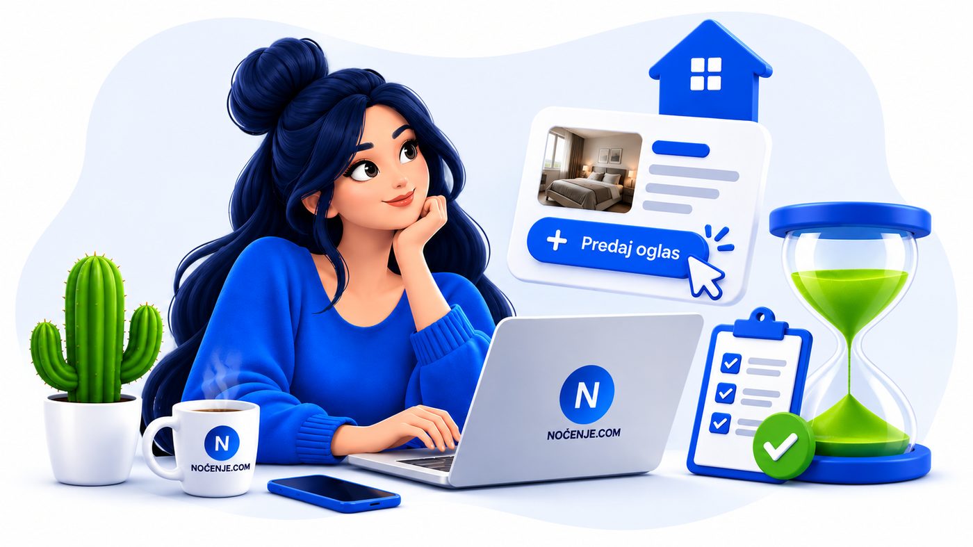Ilustracija predaje oglasa za apartman na Noćenje.com